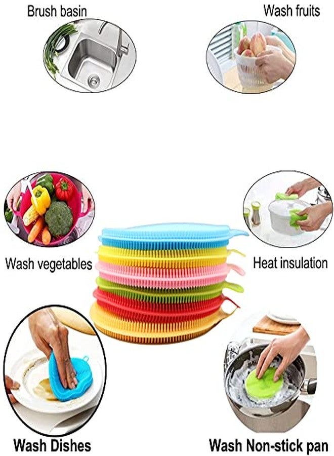 AUSAYE Silicone Sponge (7 Pack) Dish Washing Scrubber Non Stick Cleaning Sponge Food-Grade Better Sponge Dishwasher-Safe Dish Brush Kitchen Scrubber - Image 3